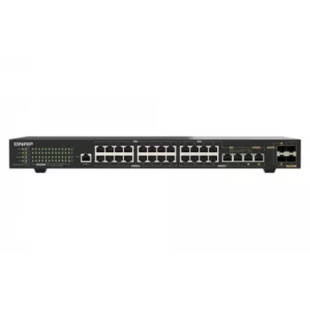 QNAP QSW-M2130P-2C2S26T Switch rack 26 porturi 2.5GbE PoE++ managed Layer 2 cu 2x 10GbE SFP+ și 2x 10GbE porturi combo, buget PoE 370W