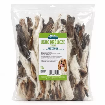 Ureche de iepure cu blană PTI PETITTO pentru ros la câini - 1 kg