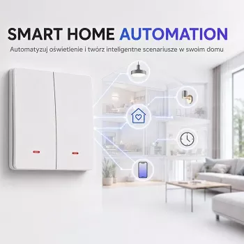 Întrerupător inteligent de lumină QOLTEC WiFi 2 canale cu timer Tuya alb