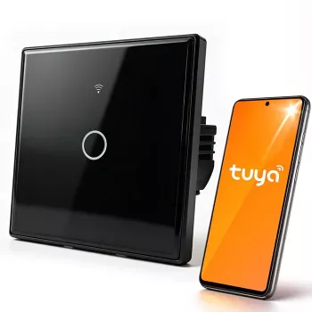 Întrerupător inteligent de lumină Qoltec Smart Touch 1 canal Wi-Fi cu timer Tuya alb