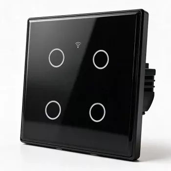 Întrerupător inteligent de lumină Qoltec Smart Touch 4 canale Wi-Fi cu timer Tuya | sticlă securizată | alb