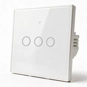 Întrerupător inteligent de lumină Qoltec Smart Touch 3 canale Wi-Fi cu timer Tuya alb