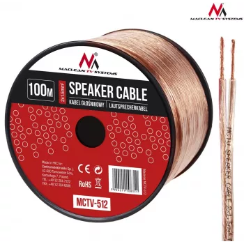 Cablu de boxe MACLEAN MCTV-512 100m 2x1,5mm² transparent OFC, rolă