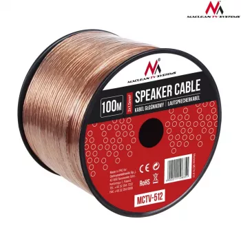Cablu de boxe MACLEAN MCTV-512 100m 2x1,5mm² transparent OFC, rolă