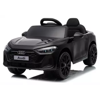 LEAN CARS Audi A5L HL788 Mașină electrică pentru copii pe baterie 12V, neagră, cu telecomandă pentru părinți, lumini LED, MP3, roți din spumă EVA, scaun din eco-piele, sarcină maximă 30 kg, pentru copii de 3-8 ani