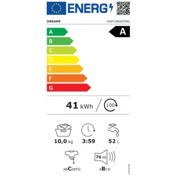 DREAME N5 Mașină de spălat cu încărcare frontală 8kg 1400 RPM Clasa energetică A Alb