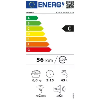 Mașină de spălat cu încărcare de sus Indesit BTWWS60400PLN, 6 kg, 1000 rpm, alb