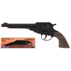 Pistol de jucărie revolver cowboy PULIO metalic 8 focuri - negru/argintiu cu mânere maro