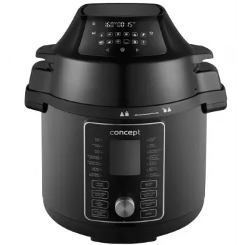 Multicooker CONCEPT CK8000 cu funcție de friteuză cu aer cald, vas 6L, coș 3,5L, 1500W, 10 programe, negru/argintiu