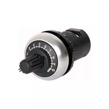 Element frontal potențiometru Eaton M22-R10K, 10 kOhm, cursă liniară, o singură rotație, montaj pe panou frontal, IP66/IP67/IP69K