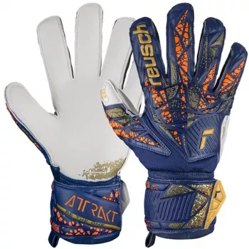 Reusch Attrakt Grip Goalkeeper Gloves Deep Blue/White/Shocking Orange Size 11