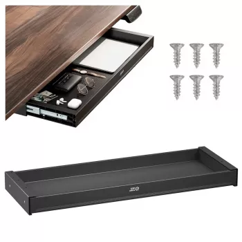 ERGO OFFICE Sertar plat sub birou ER-302 B – tavă de depozitare din oțel cu glisare, negru