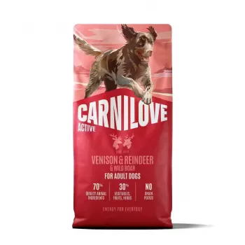 CARNILOVE ACTIVE Hrană uscată pentru câini cu vânat, ren și mistreț pentru câini adulți activi de toate rasele 12 kg