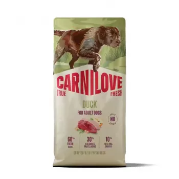 CARNILOVE TRUE FRESH hrană uscată pentru câini cu rață pentru câini adulți de toate rasele 12 kg