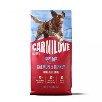 Hrană uscată pentru câini CARNILOVE ACTIVE cu somon și curcan pentru câini adulți de toate rasele 12 kg