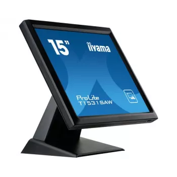 Monitor LED cu ecran tactil rezistiv Iiyama ProLite T1531SAW-B5 15 inch XGA, 4:3, DVI-D/VGA, USB, difuzoare, IP54 frontal, VESA, negru