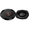 Difuzoare auto coaxiale JVC CS-DR6932 6x9 inch cu 3 căi, 500W peak, 70W RMS, woofer Carbon Mica, tweetere PEI, 4 Ohm