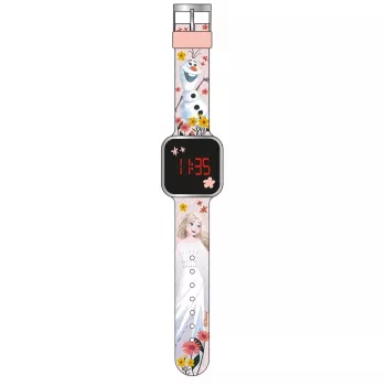 Ceas digital pentru copii PULIO LED Diakakis, tema oficială Disney Frozen, afișaj LED roșu, curea din silicon albastru/violet