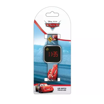 Ceas digital pentru copii PULIO cu afișaj LED, tema Disney Pixar Cars, roșu/negru