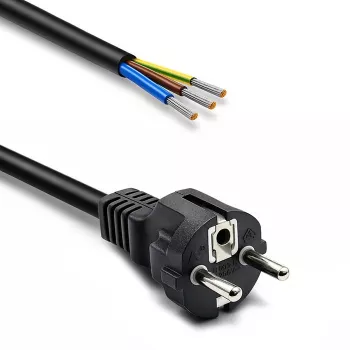Cablu de alimentare QOLTEC 54598 Schuko CEE 7/7 la dezizolat și lipit 3m H05VV-F 3x1,0mm² Negru