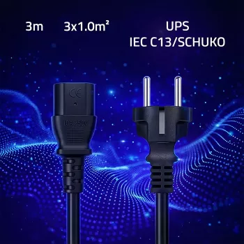 QOLTEC 54627 cablu de alimentare Schuko la IEC C13 3m 3x1mm² negru