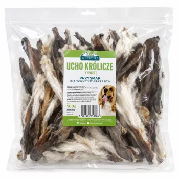 Urechi de iepure cu blană PETITTO, snackuri pentru câini, 500 g