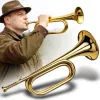 V-TONE VHT 1 Bb Trompetă de semnal fanfară – alamă cu lac transparent, fără valve, pavilion 120 mm, muștiuc inclus