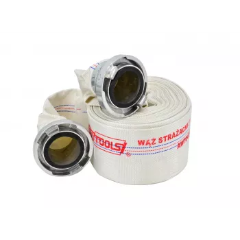 Set furtun de apă pentru pompieri AWTOOLS AW WATER HOSE KPL. FIREFIGHTER 3 x 25m 8BAR, lungime totală 75m, cuplaje Storz C 52mm, alb