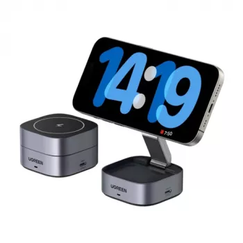 Încărcător de perete USB-C UGREEN W256 20W cu cablu USB-C la USB-C de 1 m - negru