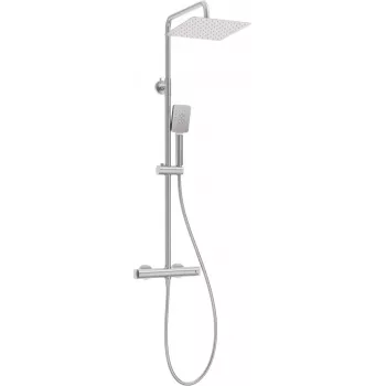 DEANTE NAC_F4HT Rain Shower System with Thermostatic Mixer, Chrome, 250mm Round Head, 3-Function Hand Shower, 1500mm Hose, Adjustable Riser Rail