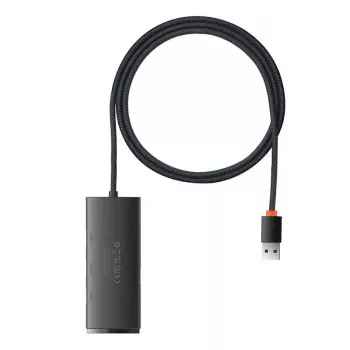 Hub USB 3.0 Baseus Lite Series cu 4 porturi - 5Gbps, alimentat de la bus, negru (WKQX030101)