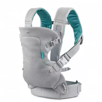 B-KIDS Infantino 4 în 1 port-bebe transformabil, gri, 3,6–14,5 kg, certificat JPMA, cu bavetă Wonder Cover™ detașabilă