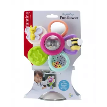Jucărie senzorială B-KIDS Infantino floare rotativă cu ventuză – multicoloră pentru bebeluși de la 6 luni