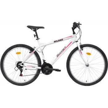Bicicletă de oraș damă BIKE CITY MILANO 26 alb/roz, 6 viteze Shimano
