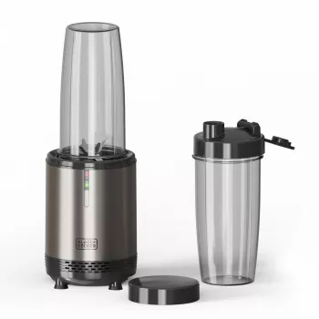 Blender personal BLACK+DECKER ES9120160B 1000W cu 2 sticle Tritan de 600 ml și capace de călătorie