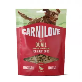CARNILOVE Dog SOFT Snack Prepeliță cu oregano 200 g - Recompense moi fără cereale pentru câini adulți