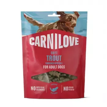 CARNILOVE Snack moale pentru câini cu păstrăv și mărar 200 g – recompense fără cereale pentru dresaj, pentru toate rasele