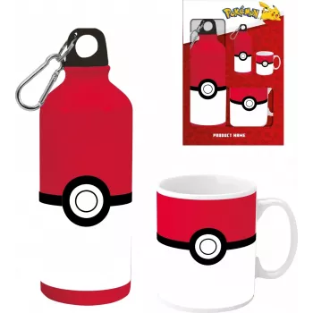 Set sticlă din aluminiu Pokemon 500ml cu cană din ceramică