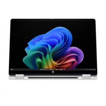 HP OmniBook 5 Flip NG AI 14-km0001nnx - Ultra 7 355, 32GB LPDDR5X 7467 on-board, 512GB, Touch/14.0 inch 2K (1920x1200) OLED, Glacier Silver DF+ AI logo - 5MP IR TNR, fără adaptor AC 65W, Win 11 Home, 1 an