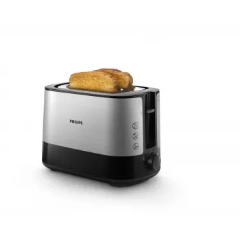 Philips Viva Collection prăjitor de pâine HD2637/90 extra lat cu 2 fante și încălzitor de chifle negru/ambalaj deteriorat