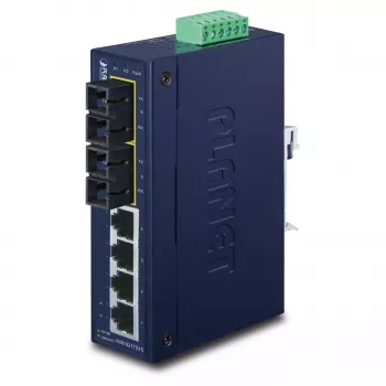 PLANET ISW-621TS15 switch industrial Fast Ethernet L2 unmanaged cu 4x 10/100 + 2x 100Base-FX SC multi-mode, montaj pe șină DIN/perete, -40 până la 75 °C