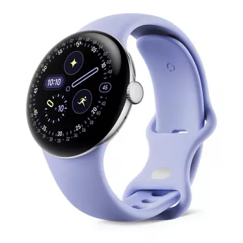 Google Pixel Watch 4 - 41 mm - Polished Silver Aluminium - Iris Active Band - Smartwatch Wear OS