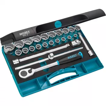 Set de chei tubulare HAZET 900Z - antrenare 1/2 inch - 25 piese - metric/imperial - oțel crom-vanadiu