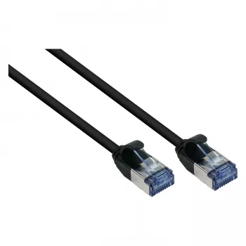 GoodConnections RNS® cablu patch SlimLine, Cat.6A, U/FTP, PiMF, fără halogen (LSZH), 500MHz, cupru, negru, 1m
