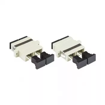 GoodConnections Adaptor fibră optică SC/UPC duplex, OM2 multimod, manșon ceramic, carcasă din plastic, cu flanșă, gri (LW-K207)