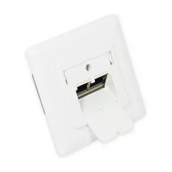 GoodConnections Priză de rețea de perete Cat.6A 2xRJ45 ecranată, montaj îngropat, intrare cablu verticală, alb semnal RAL9003