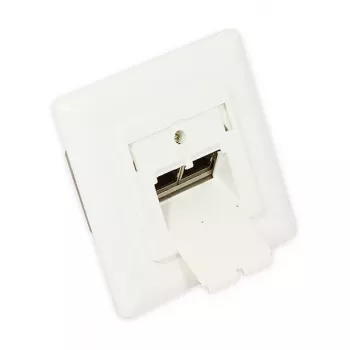 GoodConnections Priză de rețea Cat. 6, 2xRJ45, ecranată, montaj îngropat, compatibilă cu designul, intrare cablu verticală, alb perlat RAL 1013 (GC-N0025)