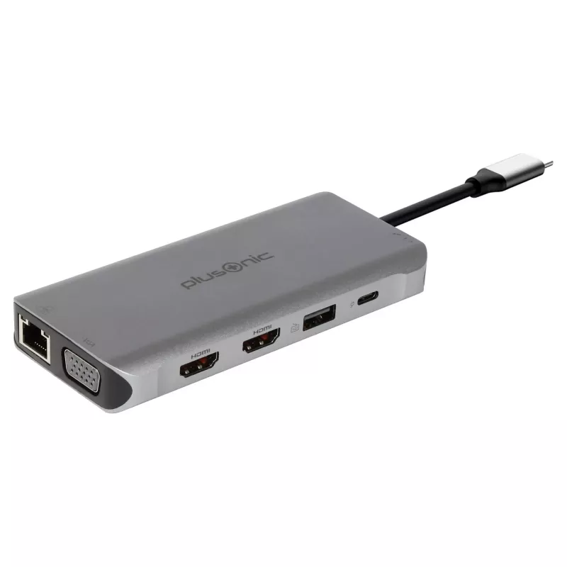 Adaptor docking USB-C PLUSONIC 8 în 1 - gri spațial
