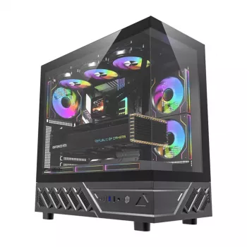 Carcasă PC ATX DarkFlash DS950, vedere panoramică 270°, USB-C 3.2 Gen 2, 6 ventilatoare, neagră