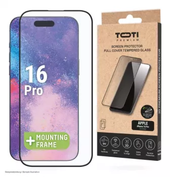 Folie de protecție ecran TOTI PREMIUM din sticlă călită 3D Full Cover pentru Apple iPhone 16 Pro